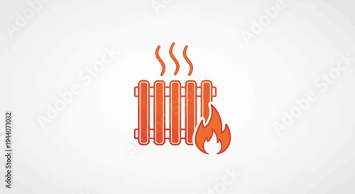 Radiator heating system with flames and steam illustration.