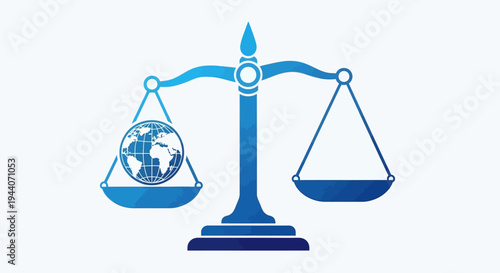 Scales of Justice Balancing the Globe Representing Global Law.