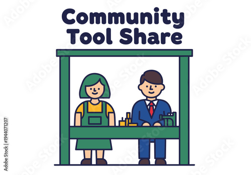 Community Tool Share concept with diverse people exchanging resources and knowledge