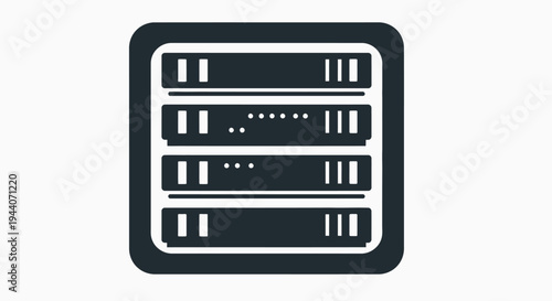 Server Rack Icon Representing Data Center Technology.