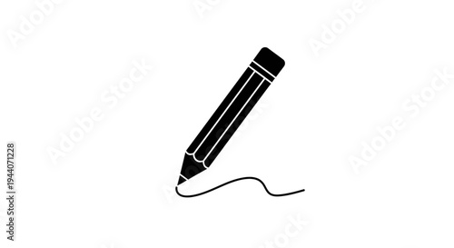 Simple Black Pencil Drawing a Wavy Line.