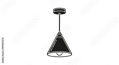 Simple Black Pendant Light Fixture Illustration.