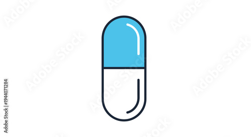 Simple Blue and White Capsule Icon Graphic.