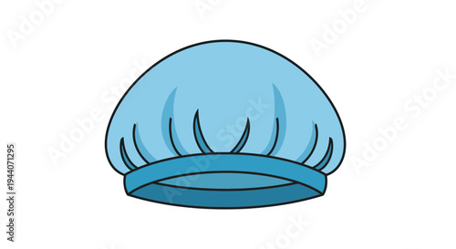 Simple Blue Shower Cap Illustration Isolated on White.