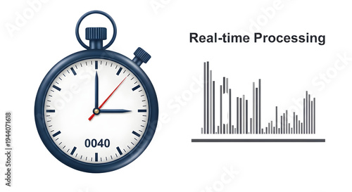 Wallpaper Mural Stopwatch with real-time processing graph, timer clock isolated on White Background Torontodigital.ca