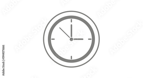 Simple Line Art Clock Face Showing Time.