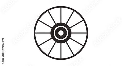 Simple Black and White Circular Spoke Wheel Design.