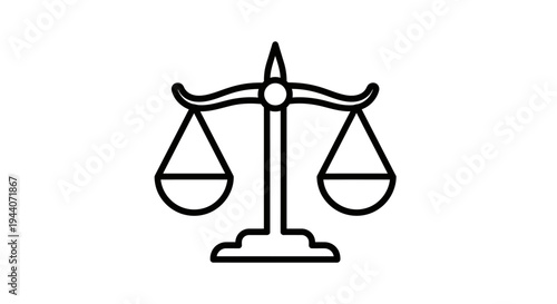 Simple Line Art of a Justice Scale Symbol.