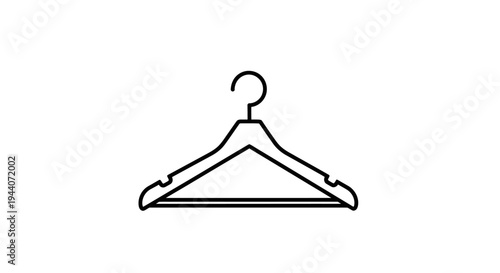 Simple Outline Drawing of a Wooden Clothes Hanger.