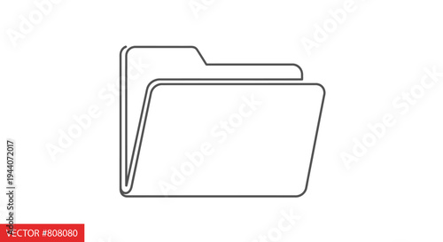 Simple Outline Icon of an Open Folder for Documents.