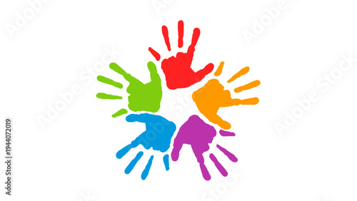 Diverse Colorful Handprints Forming a Circle for Unity Concept