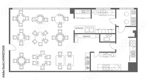Vector floor plan with furniture layout