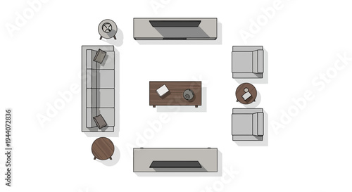 Set of 7 modern living room furniture icons vector