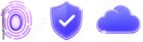 Violet 3D world symbol icon on white background