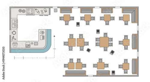 Vector floor plan with office layout and meeting room