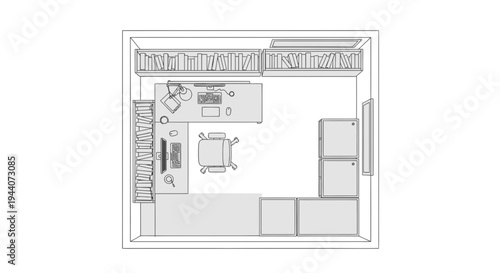 Vector floor plan template with furniture layout
