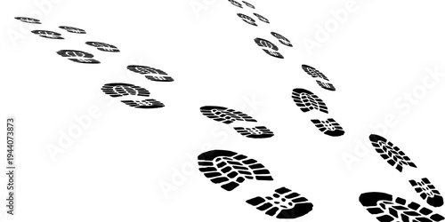 footprint shoe sole tracking path on transparent background, shoe footprint path vector illustration
