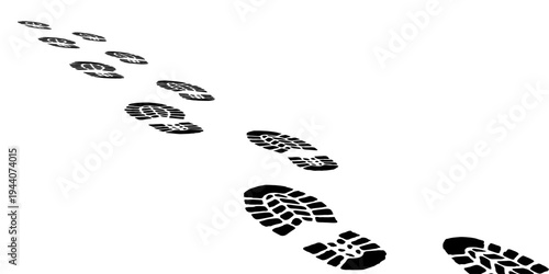 footprint shoe sole tracking path on transparent background, shoe footprint path vector illustration