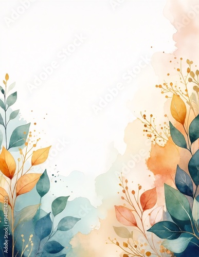 soft watercolor floral background with delicate blossoms, layered leaves, and graceful branches in gentle, blended pastel tones