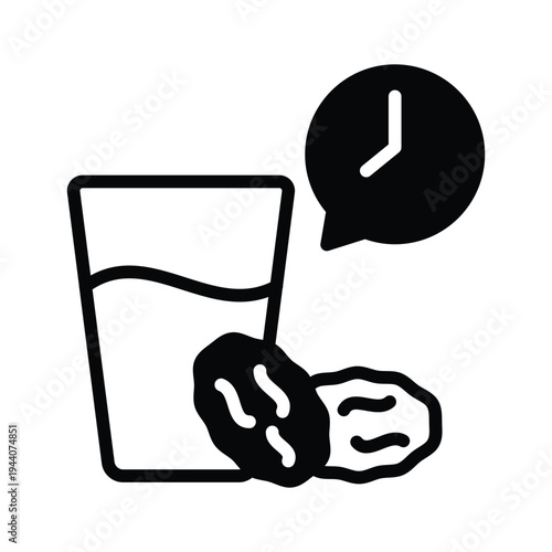 A premium glyph icon representing iftar time, ready to use