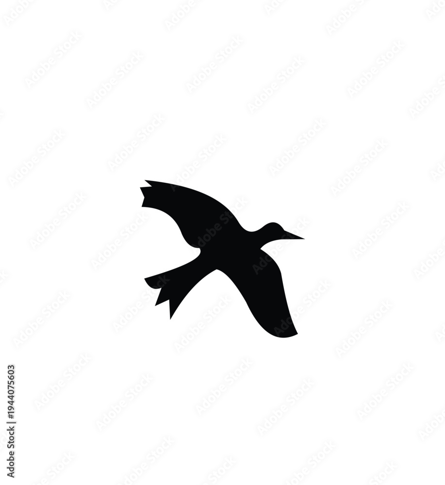 Fototapeta premium Black silhouette of a bird in flight