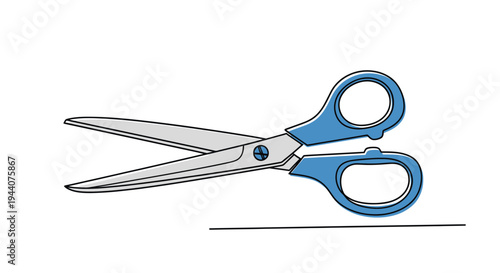 Close-up of Blue and Silver Scissors on White Background