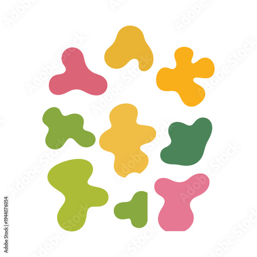 Colorful blobs on white background shapes abstract vector illustration isolated on white background.