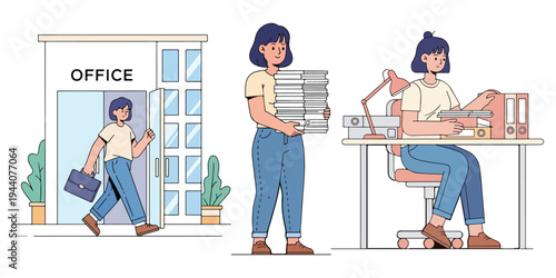 Busy Office Worker Managing Workloads and Tasks Efficiently at the Workplace