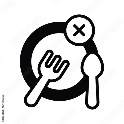 Here is a latest glyph style icon depicting fasting concept