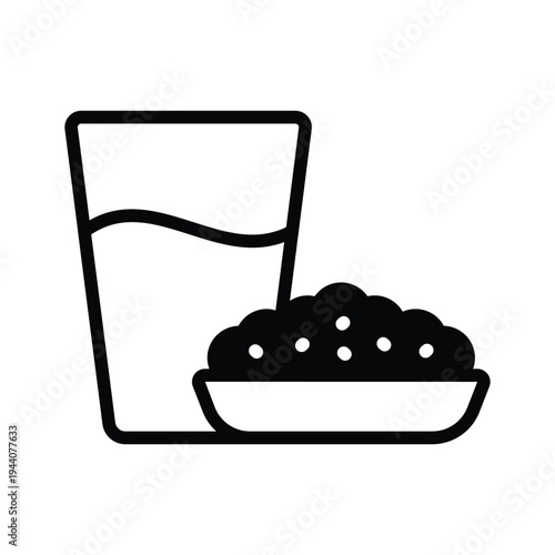 An editable glyph icon showing sehri meal for fasting use