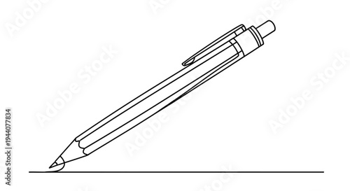 Minimalist Line Drawing of Pen on Paper for Creative Sketching