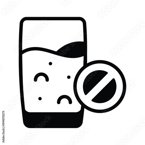 A modern glyph icon showing no drink fasting rule