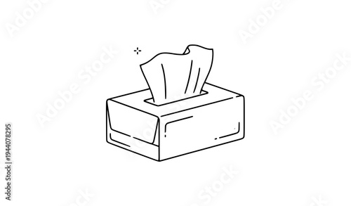 Tissue paper box flat line icon vector simple hygiene illustration isolated on white background