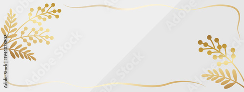 高級感のあるミモザのバナー背景　ホワイト＆ゴールド