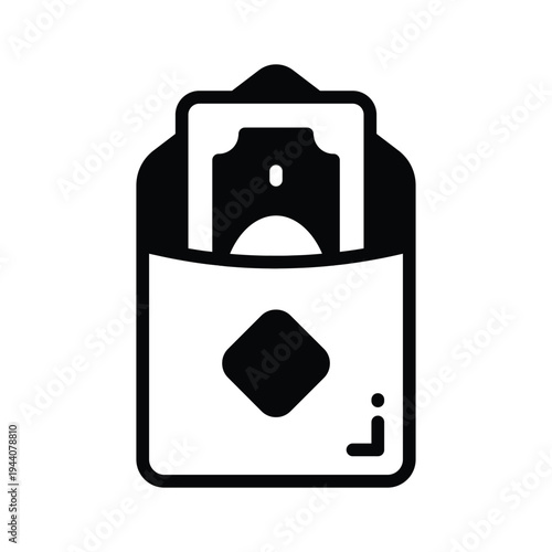 A modern glyph icon representing eidi envelope gift for eid