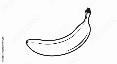 A simple, bold black outline drawing of a single banana against a white background