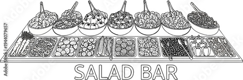 A bounty of fresh ingredients for building customizable meals at a food service counter