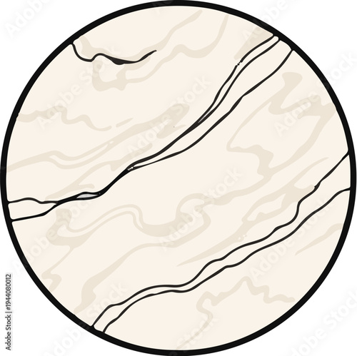 Abstract circular pattern with creamy hues and bold black lines