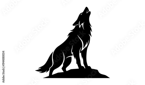 Stylized Howling Wolf Silhouette Wilderness Wildlife Vector Design