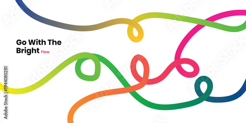 Vibrant multicolored squiggles with inspirational phrase