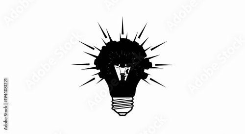 A stylized incandescent light bulb with radiating spikes emanating from its top