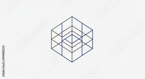 Abstract geometric cube illusion on white background.