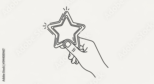 Hand holding a glowing star illustration.