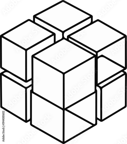 A three-dimensional optical illusion formed by interconnected cubes, creating a visually intriguing abstract pattern