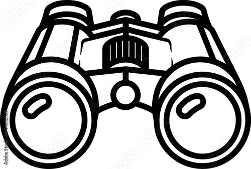 Black and white of binoculars outline optics