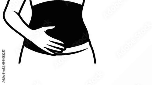 Stylized illustration of a person's torso and hand cradling a round shape
