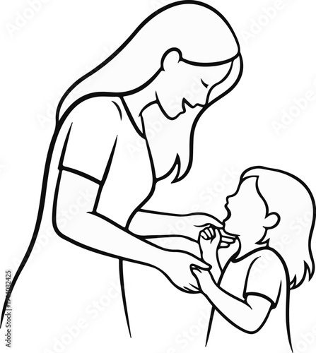 Gentle mother examines her child's mouth, fostering care and trust