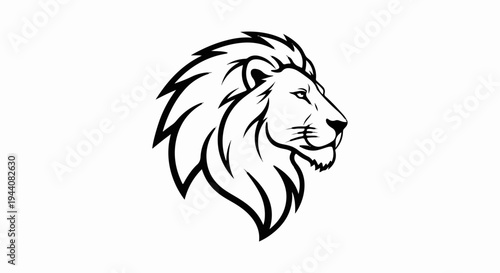 Stylized lion head silhouette with thick black outline, profile view
