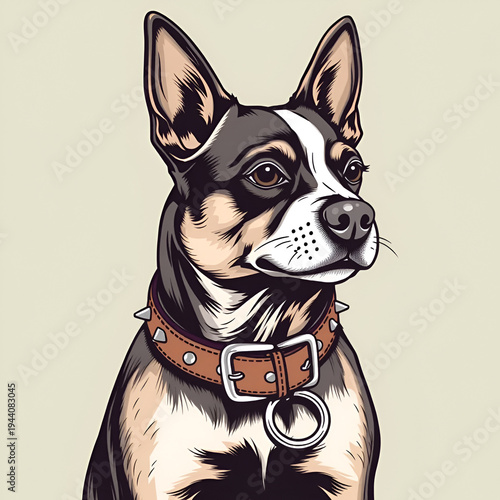 Spiked leather dog collar cool punk rock accessory for pets pet fashion statement vector hand drawn