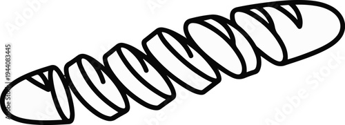 Sliced bread, a simple black and white drawing of a long loaf